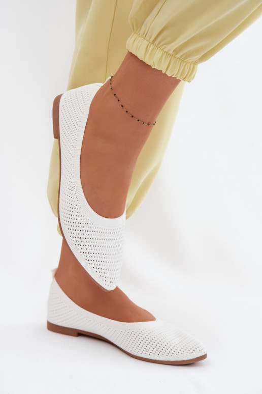 Sieťovina Látkové balerínky Dámske biela farba Sarina