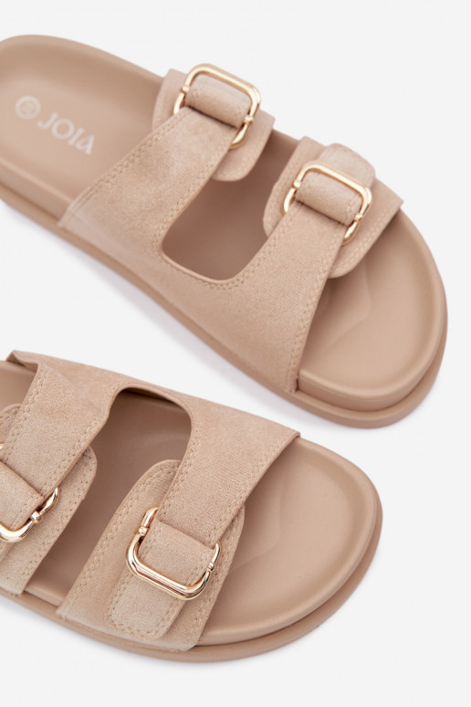 Dámske papuče Ze zlatej farbymi s prackamimi béžová Pelorin