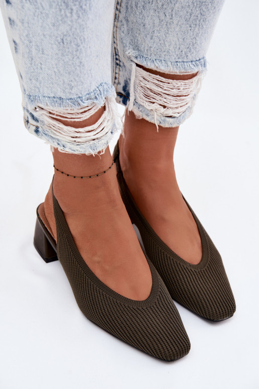 materiál Dámske sandále s podpätkami khaki farby Márcelle