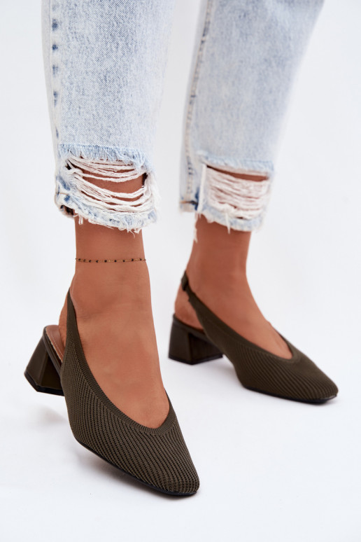 materiál Dámske sandále s podpätkami khaki farby Márcelle