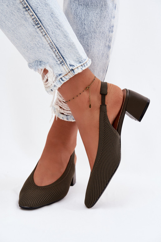 materiál Dámske sandále s podpätkami khaki farby Márcelle