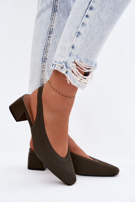 materiál Dámske sandále s podpätkami khaki farby Márcelle