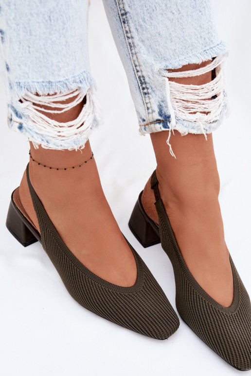 materiál Dámske sandále s podpätkami khaki farby Márcelle