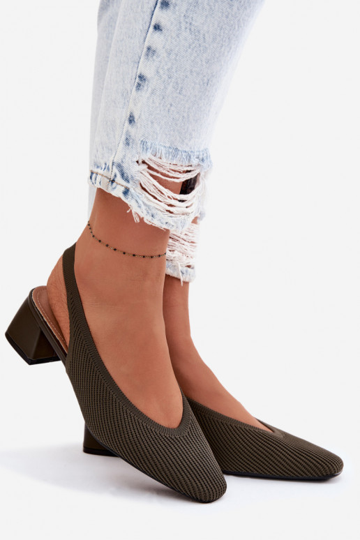 materiál Dámske sandále s podpätkami khaki farby Márcelle