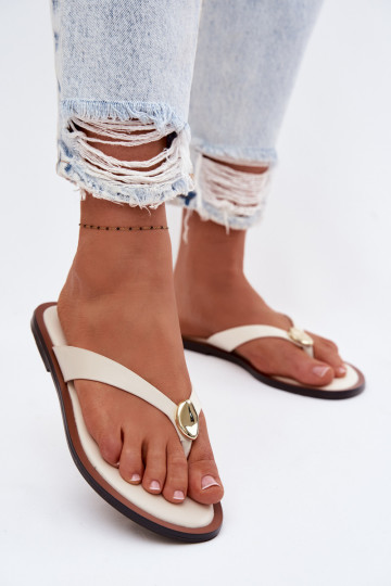 rovná sa Papuče Plážové šľapky Dámske Ze zlatej farbym Detalem slonovina Tella