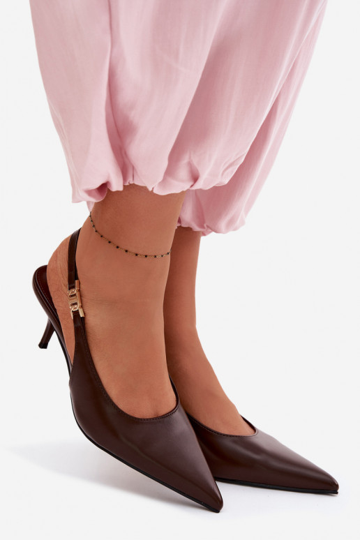 Dámske sandáleImitacji Skóry s tenkými podpätkami CzekoladoIne Jelissey