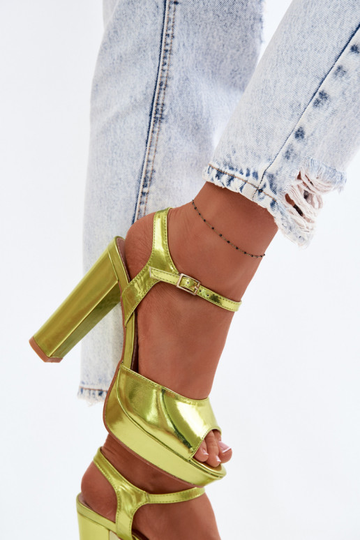 Dámske sandále Zapnuté vysokých opätkoch Príspevok NeonoIna Zieleń Nelissey