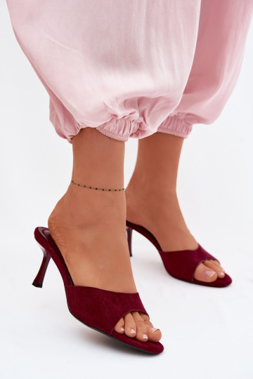 PapučeImitacji zo semišuu s tenkými podpätkami bordová Melissea 2