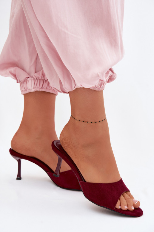 PapučeImitacji zo semišuu s tenkými podpätkami bordová Melissea