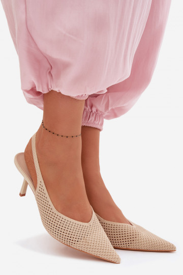 Dámske sandáleSieťovinago Máteriálu s tenkými podpätkami béžová Emiliana 2
