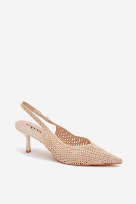 Dámske sandáleSieťovinago Máteriálu s tenkými podpätkami béžová Emiliana