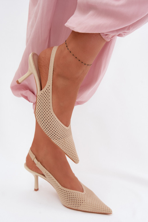 Dámske sandáleSieťovinago Máteriálu s tenkými podpätkami béžová Emiliana