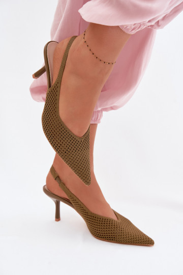 Dámske sandáleSieťovinago Máteriálu s tenkými podpätkami zelená farba Emiliana