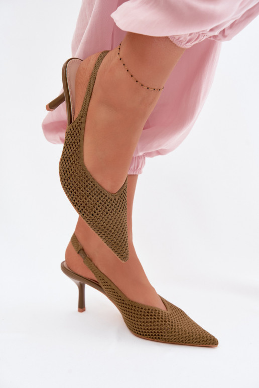 Dámske sandáleSieťovinago Máteriálu s tenkými podpätkami zelená farba Emiliana