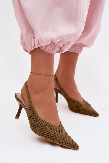 Dámske sandáleSieťovinago Máteriálu s tenkými podpätkami zelená farba Emiliana 2