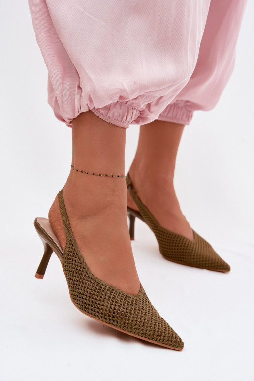 Dámske sandáleSieťovinago Máteriálu s tenkými podpätkami zelená farba Emiliana