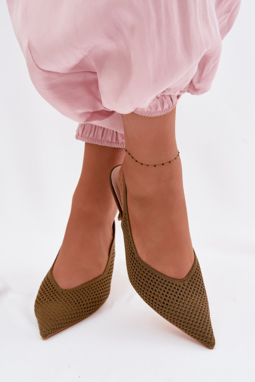 Dámske sandáleSieťovinago Máteriálu s tenkými podpätkami zelená farba Emiliana