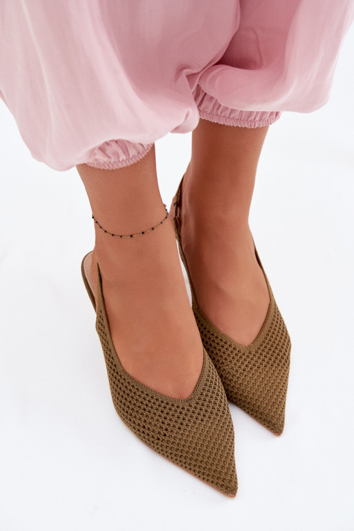Dámske sandáleSieťovinago Máteriálu s tenkými podpätkami zelená farba Emiliana