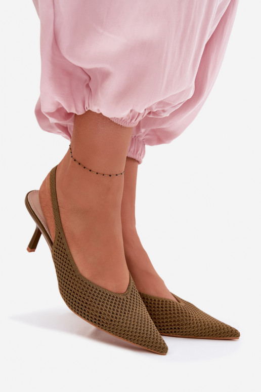 Dámske sandáleSieťovinago Máteriálu s tenkými podpätkami zelená farba Emiliana