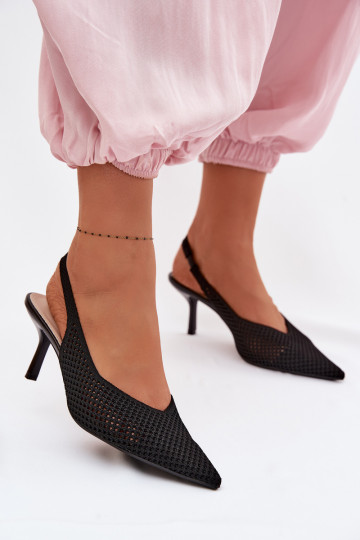 Dámske sandáleSieťovinago Máteriálu s tenkými podpätkami čierna Emiliana 2