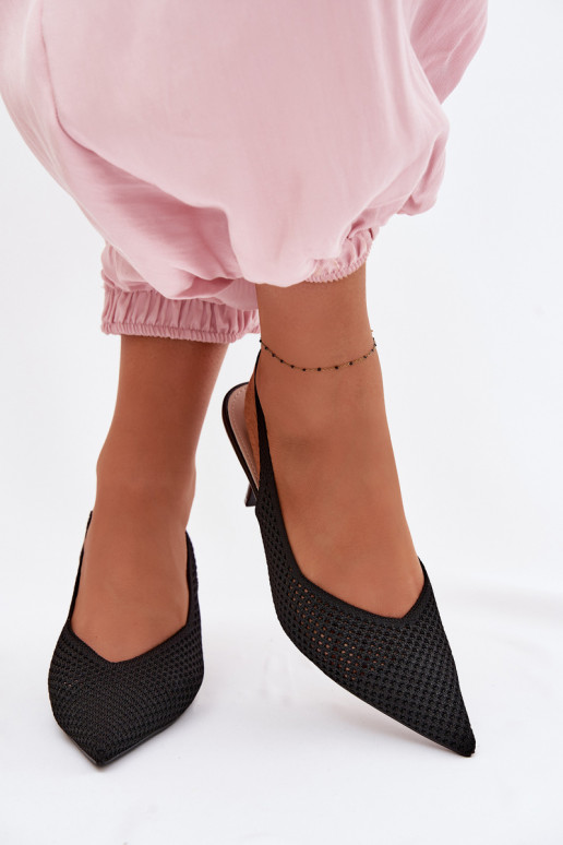 Dámske sandáleSieťovinago Máteriálu s tenkými podpätkami čierna Emiliana