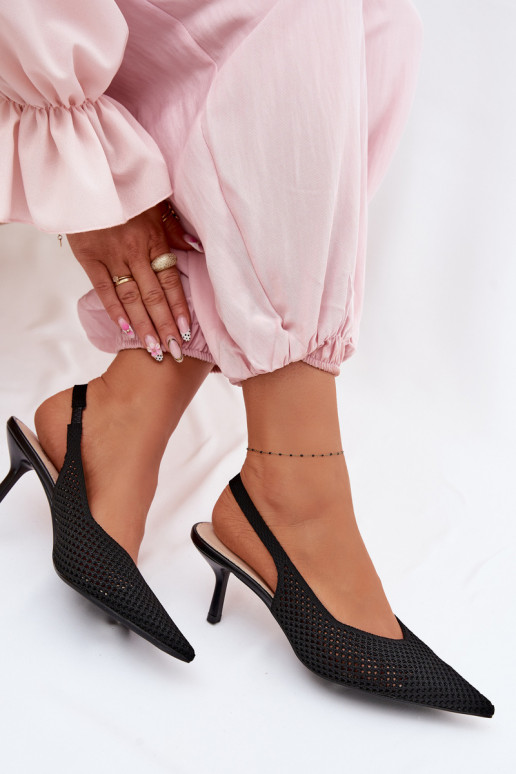 Dámske sandáleSieťovinago Máteriálu s tenkými podpätkami čierna Emiliana