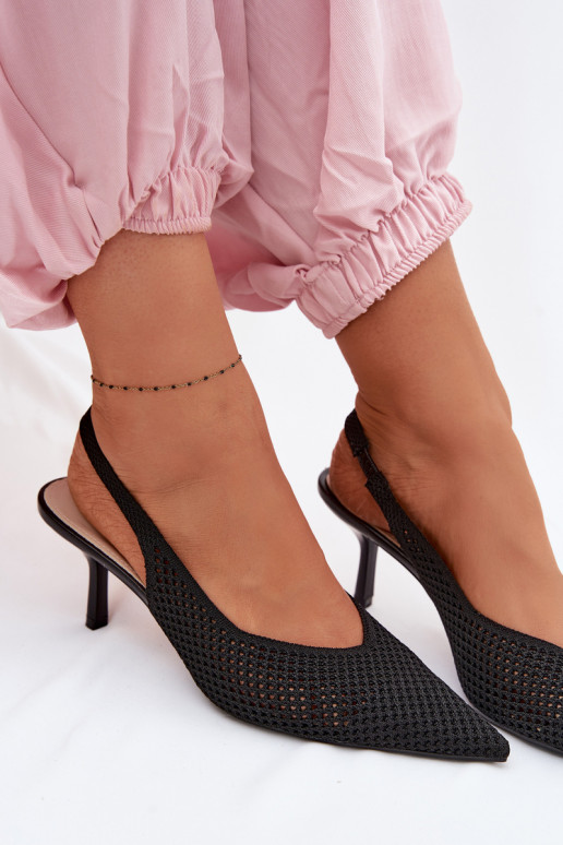 Dámske sandáleSieťovinago Máteriálu s tenkými podpätkami čierna Emiliana