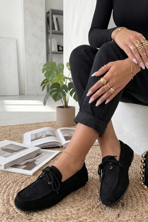 Čierne mokasíny so šnúrkami Nina