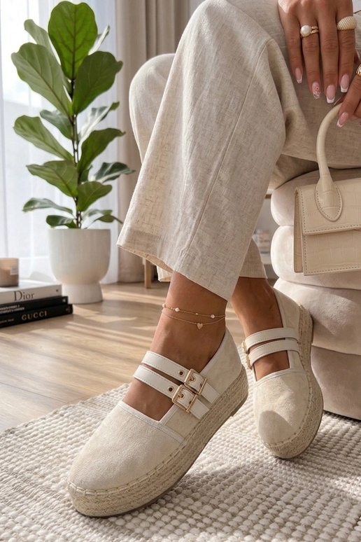 Pieskové espadrilky na platforme...