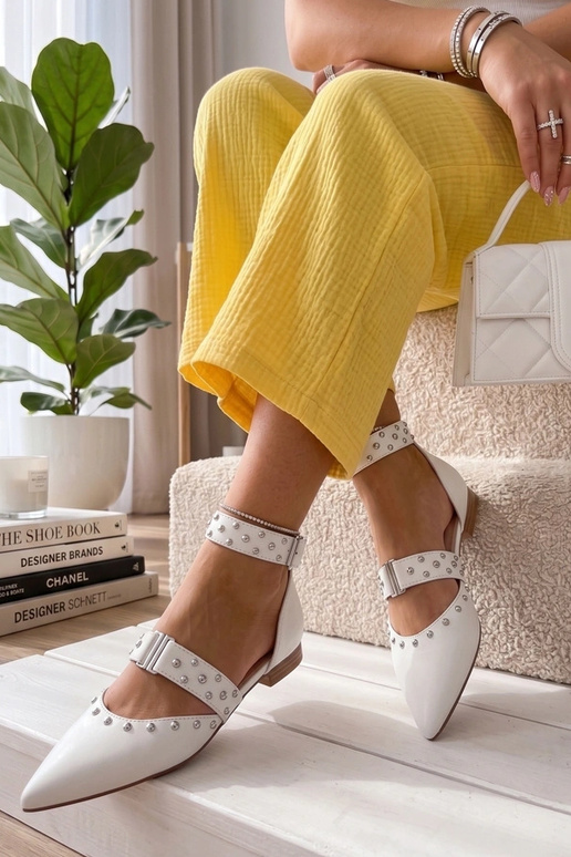 Biele baleríny s kryštálmi Clarisse