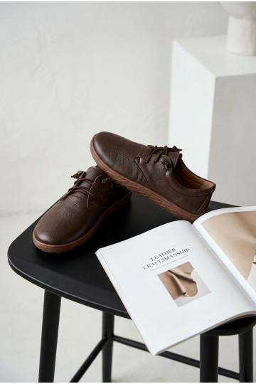 Kožené dámske topánky Barefoot Zazoo 10189 farby čokolády 2