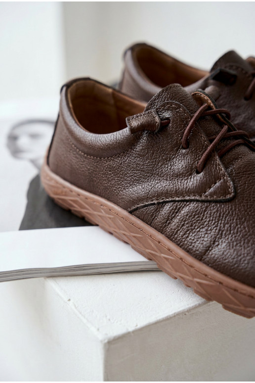 Kožené dámske topánky Barefoot Zazoo 10189 farby čokolády