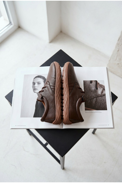 Kožené dámske topánky Barefoot Zazoo 10189 farby čokolády