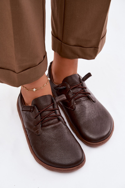 Kožené dámske topánky Barefoot Zazoo 10189 farby čokolády