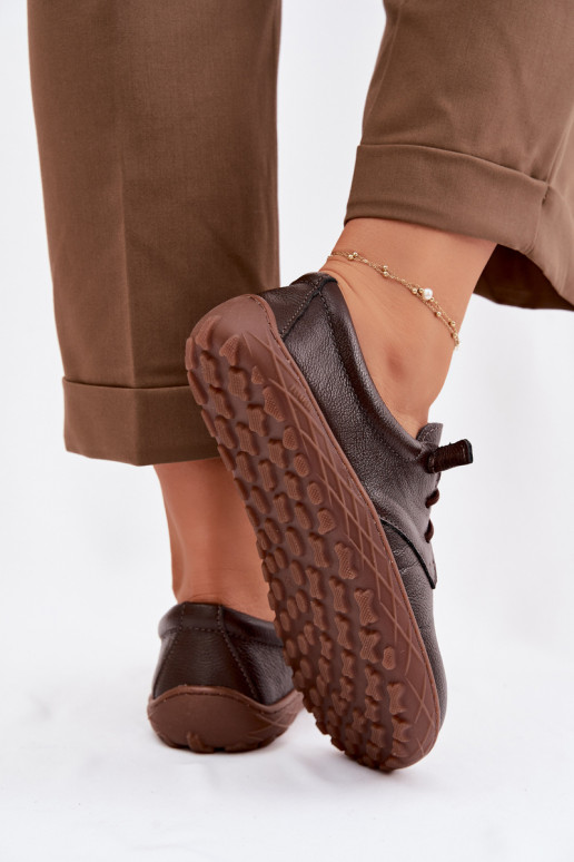 Kožené dámske topánky Barefoot Zazoo 10189 farby čokolády