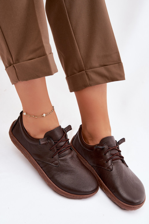 Kožené dámske topánky Barefoot Zazoo 10189 farby čokolády