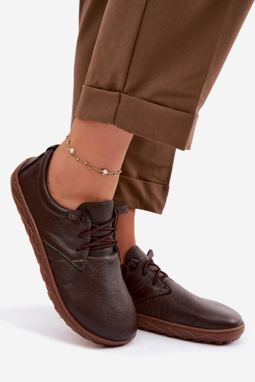 Kožené dámske topánky Barefoot Zazoo 10189 farby čokolády