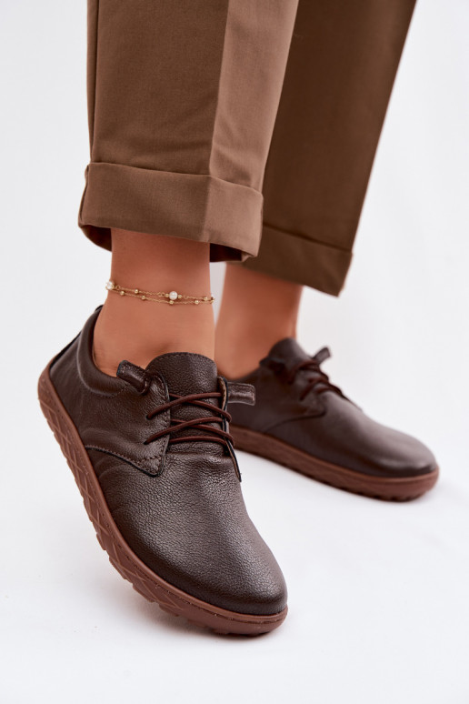 Kožené dámske topánky Barefoot Zazoo 10189 farby čokolády