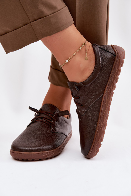 Kožené dámske topánky Barefoot Zazoo 10189 farby čokolády