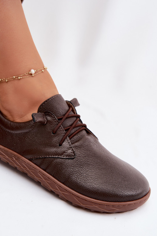 Kožené dámske topánky Barefoot Zazoo 10189 farby čokolády