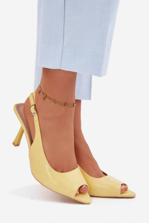 Dámske sandále s tenkými podpätkami žlté Sevina