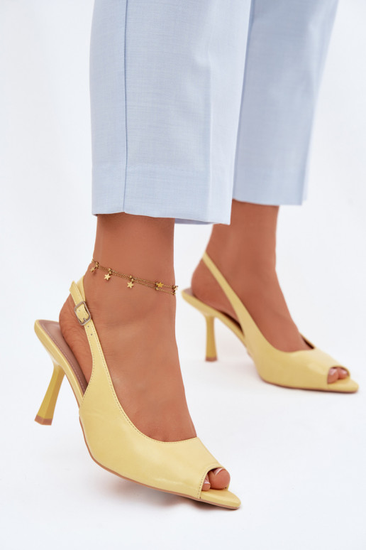 Dámske sandále s tenkými podpätkami žlté Sevina