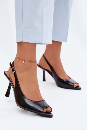 Dámske sandále s tenkými podpätkami čierne Sevina