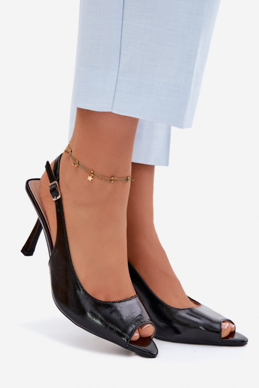 Dámske sandále s tenkými podpätkami čierne Sevina