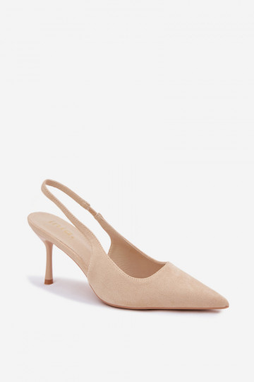 Dámske sandále s tenkými podpätkami z umelého semišu pieskové Kevina 2