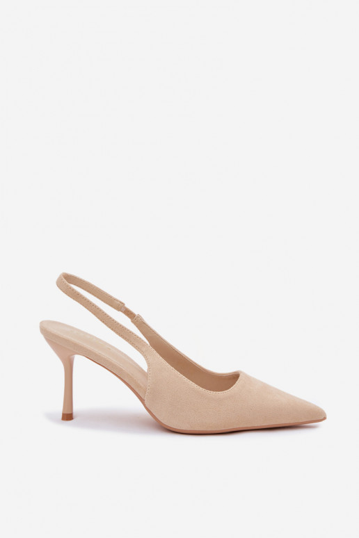 Dámske sandále s tenkými podpätkami z umelého semišu pieskové Kevina