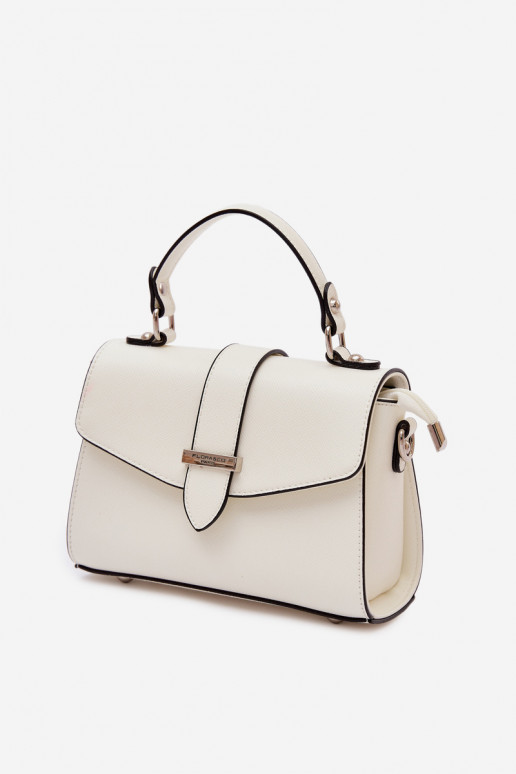 Kabelka Poštárka s ozdobnými pruhmi slonovina Belveta