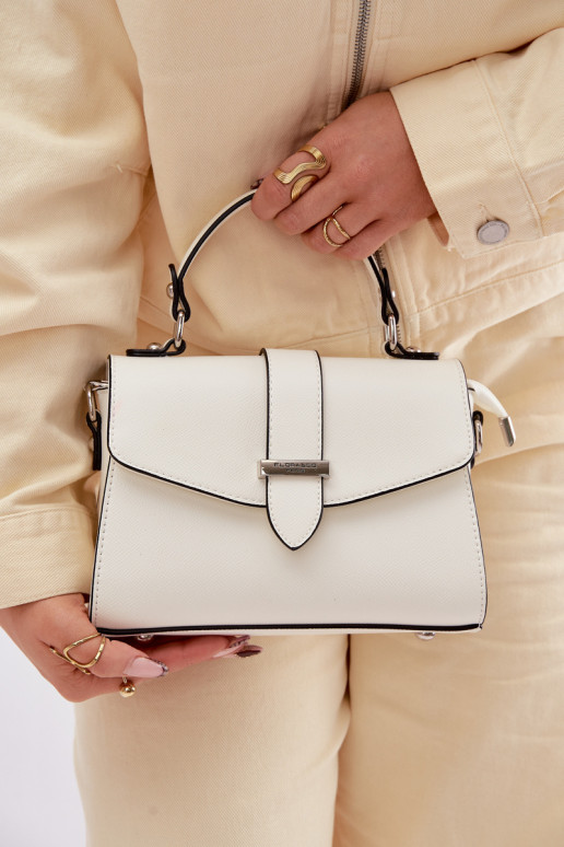 Kabelka Poštárka s ozdobnými pruhmi slonovina Belveta