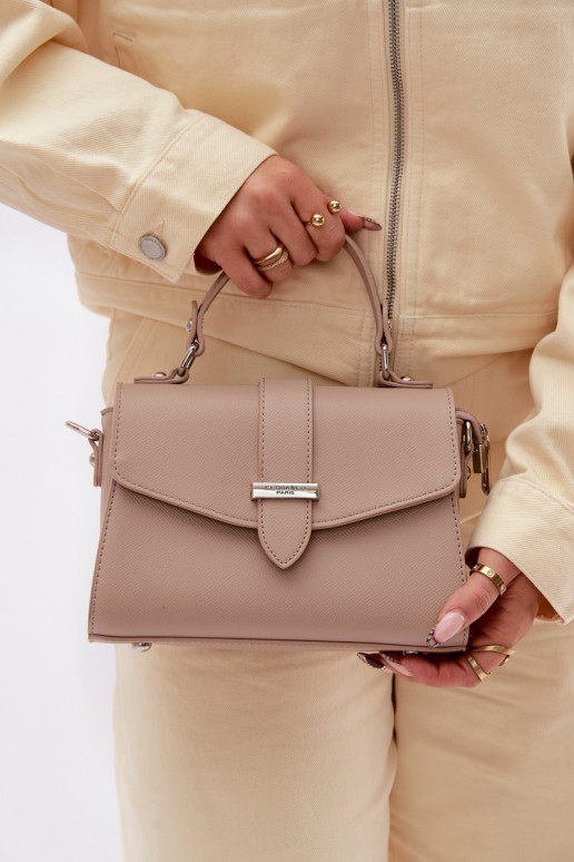 Kabelka Poštárka s ozdobnými pruhmi Tmavýbéžová Belveta