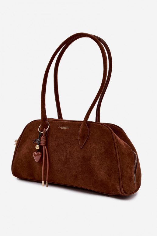 z eko semišuoIna KabelkaBrelokiem Hnedá farba Noelia